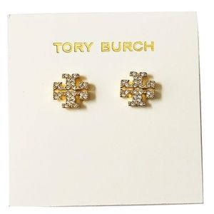 Tory Burch Earrings Gold Crystal Studs New